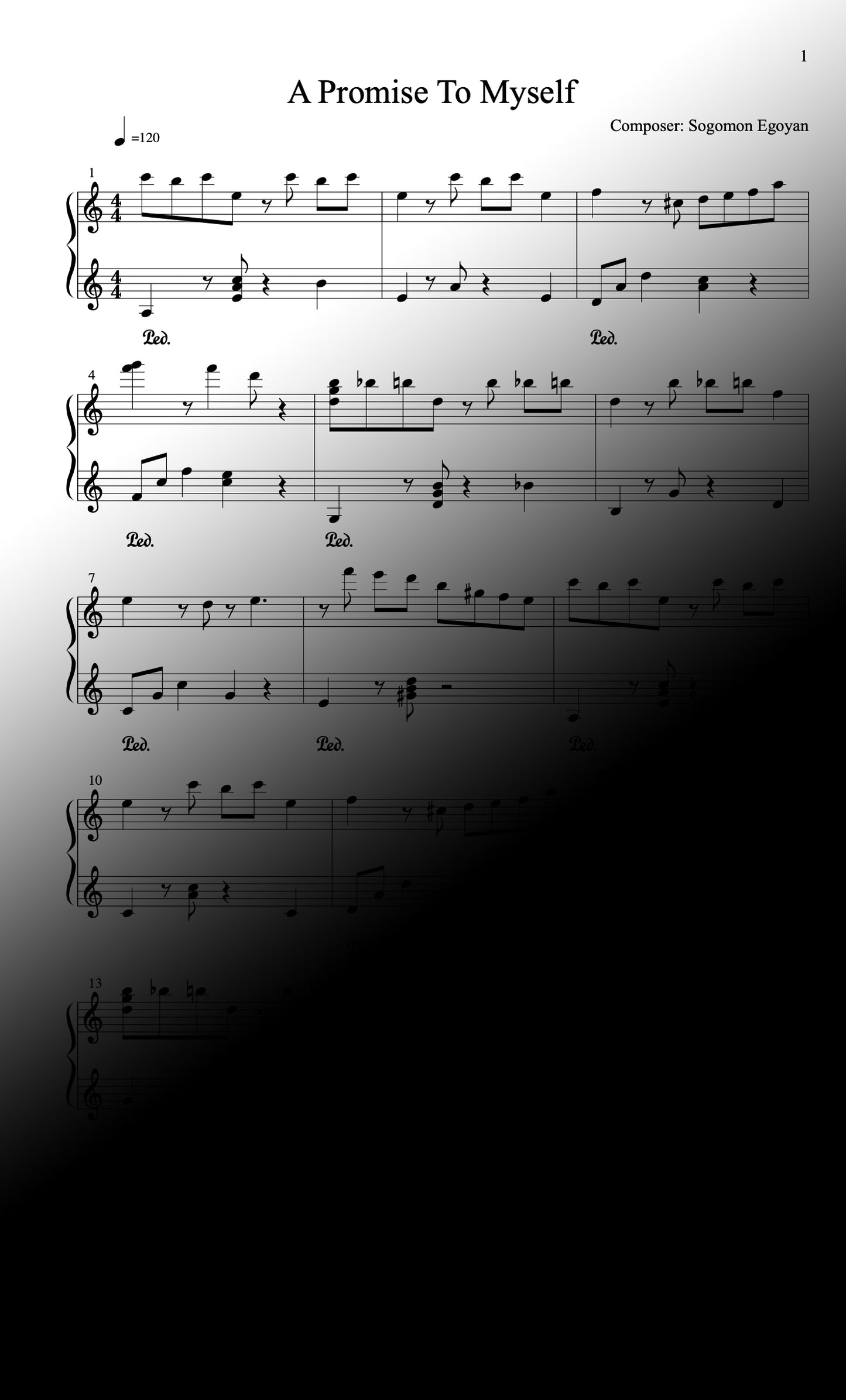 A Promise to Myself - Piano Sheet Music