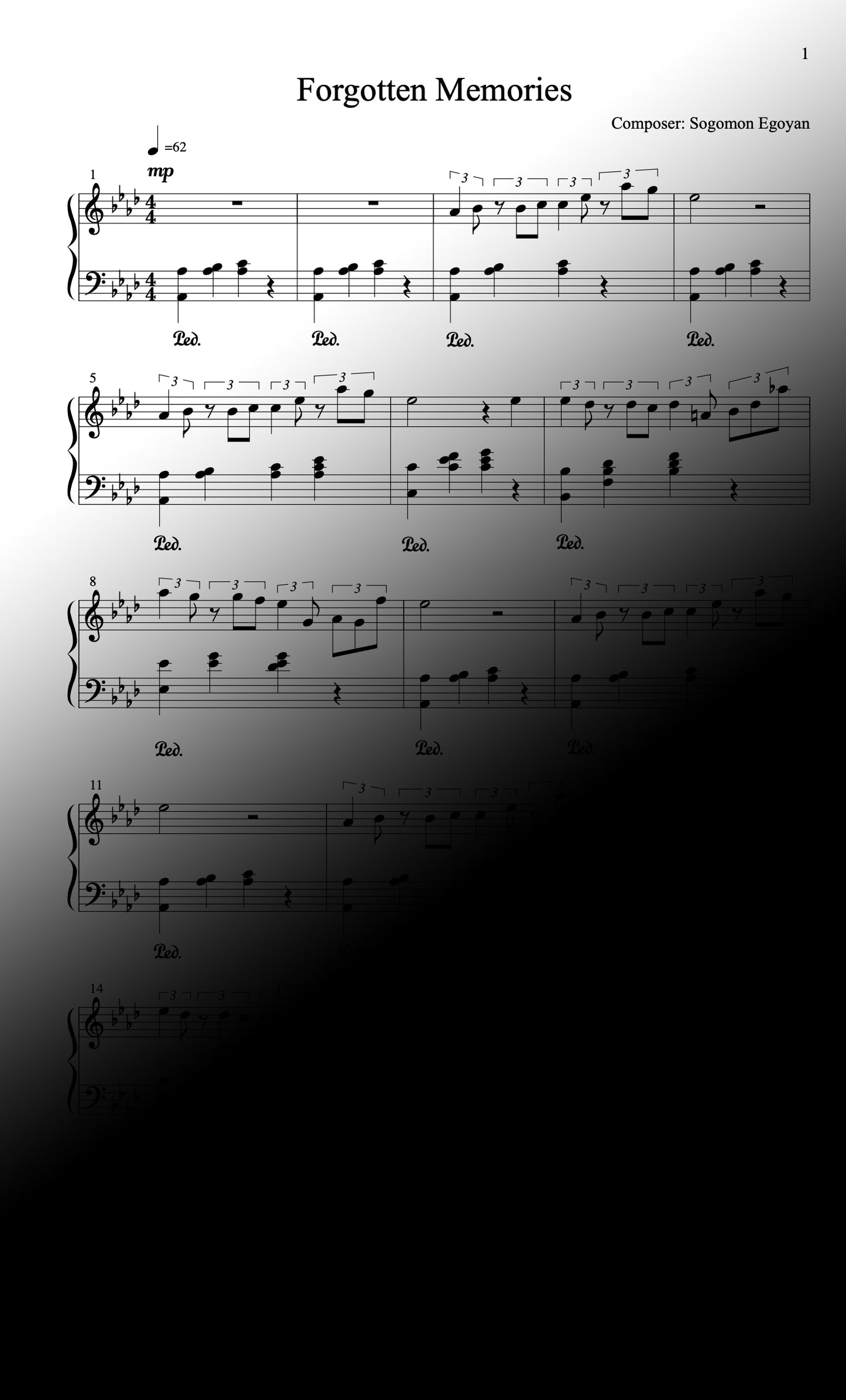 Forgotten Memories - Piano Sheet Music