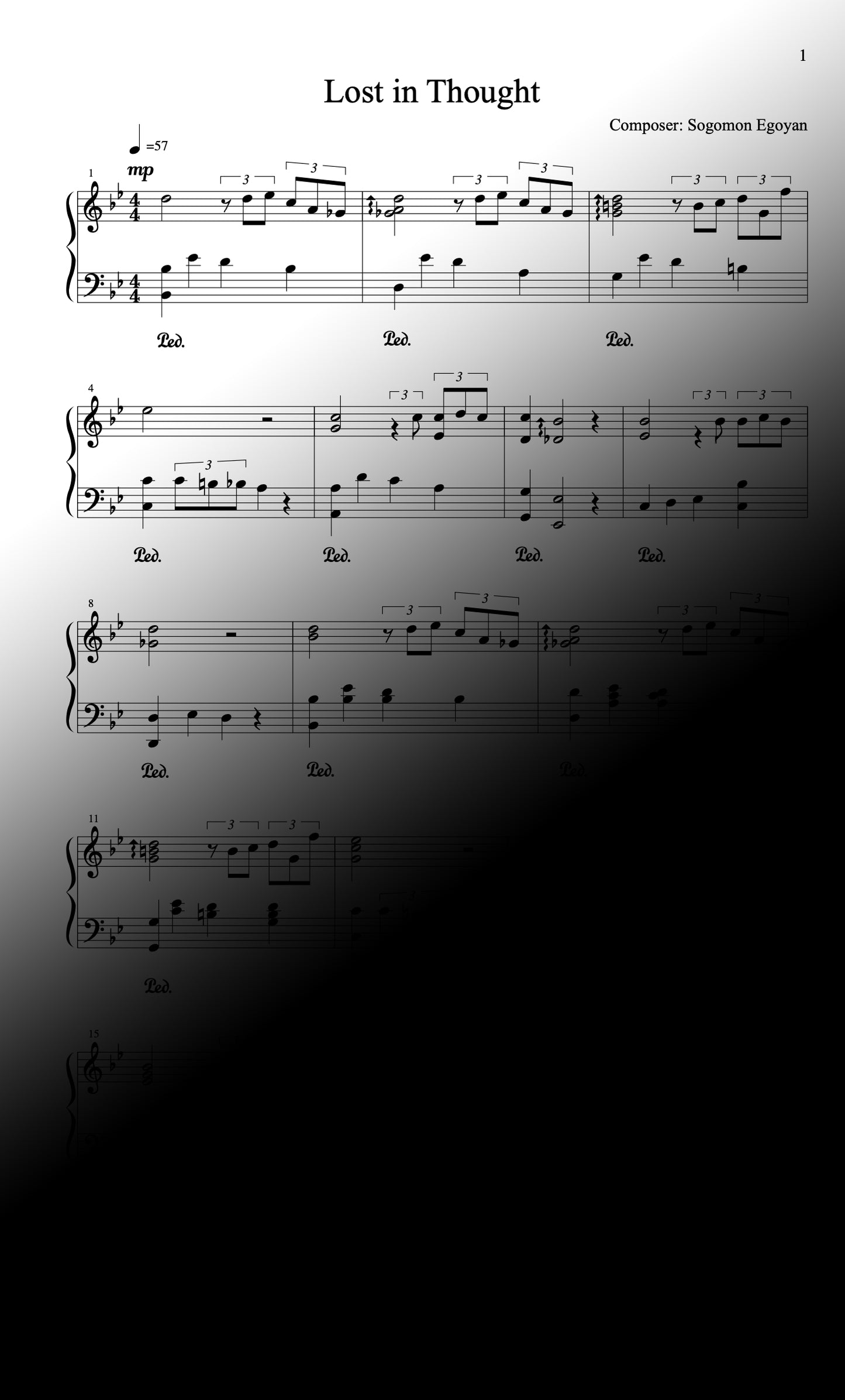 Lost in Thought - Piano Sheet Music