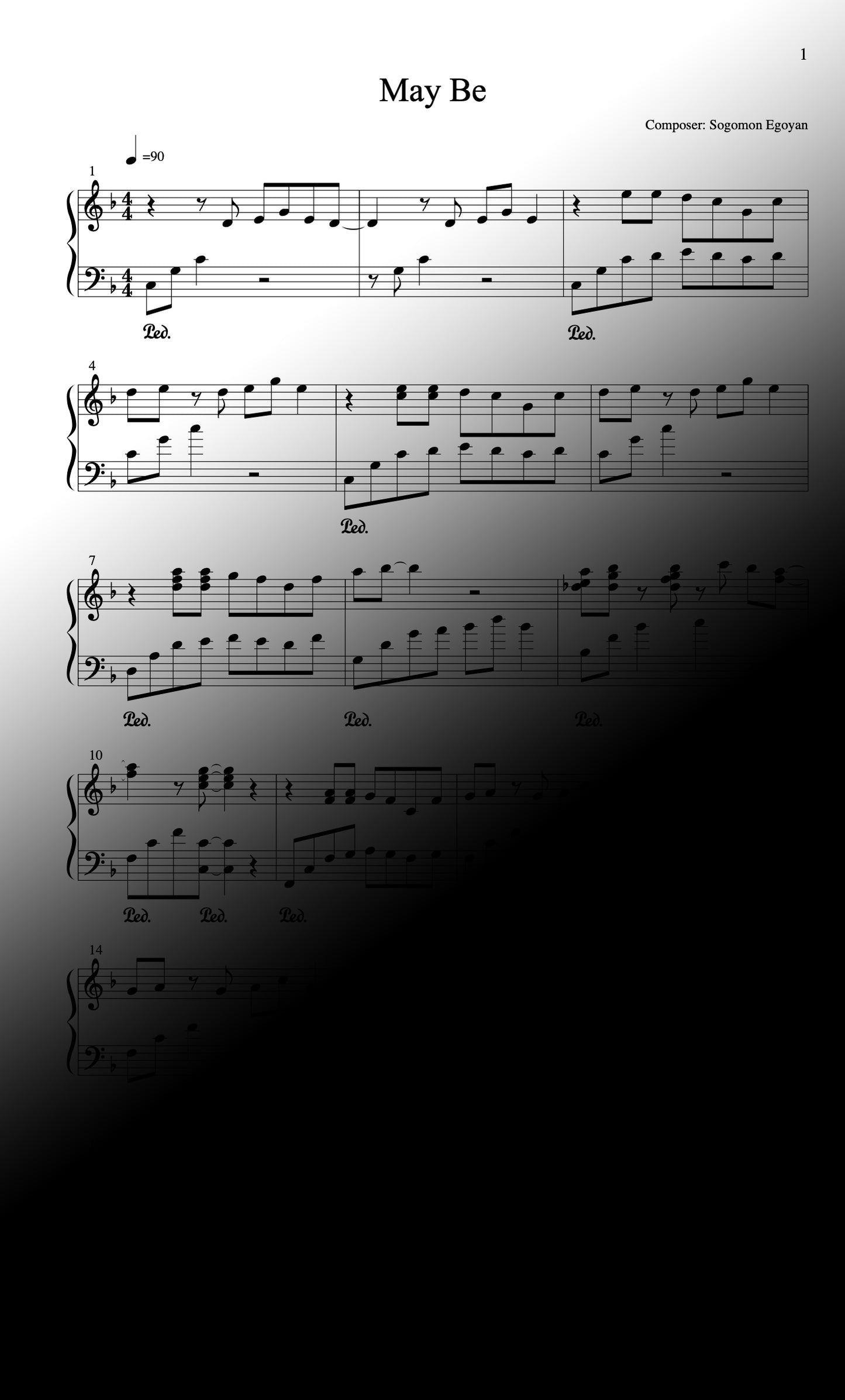 May Be - Piano Sheet Music