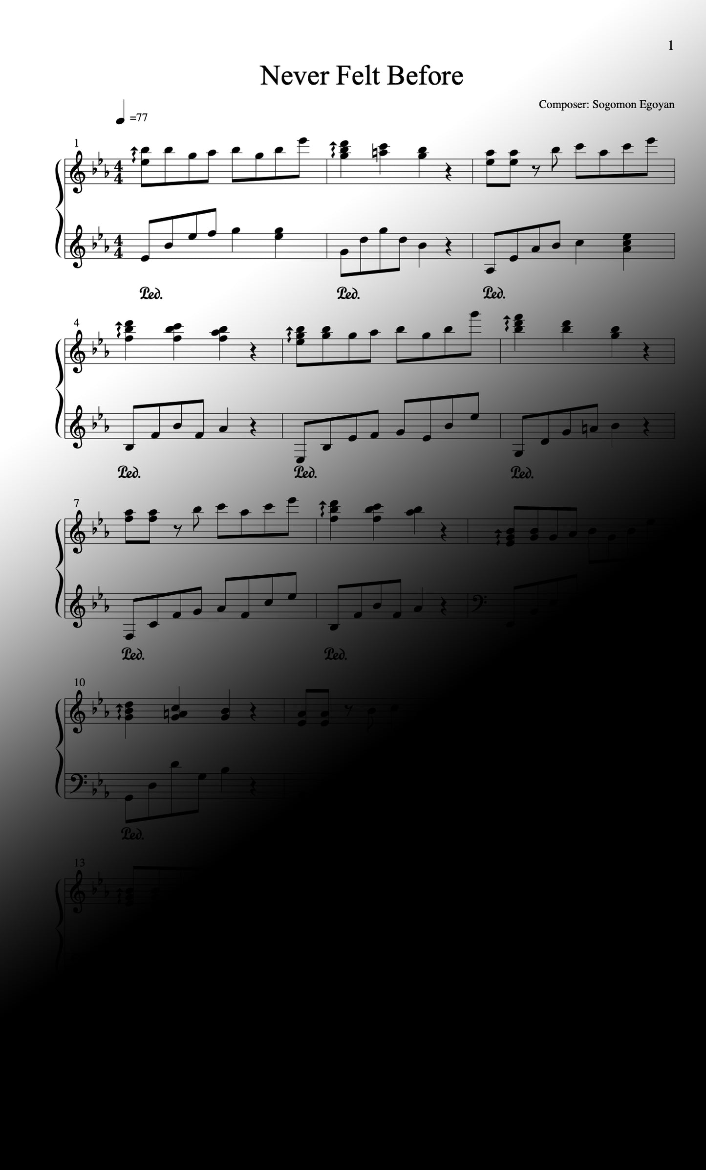 Never Felt Before - Piano Sheet Music