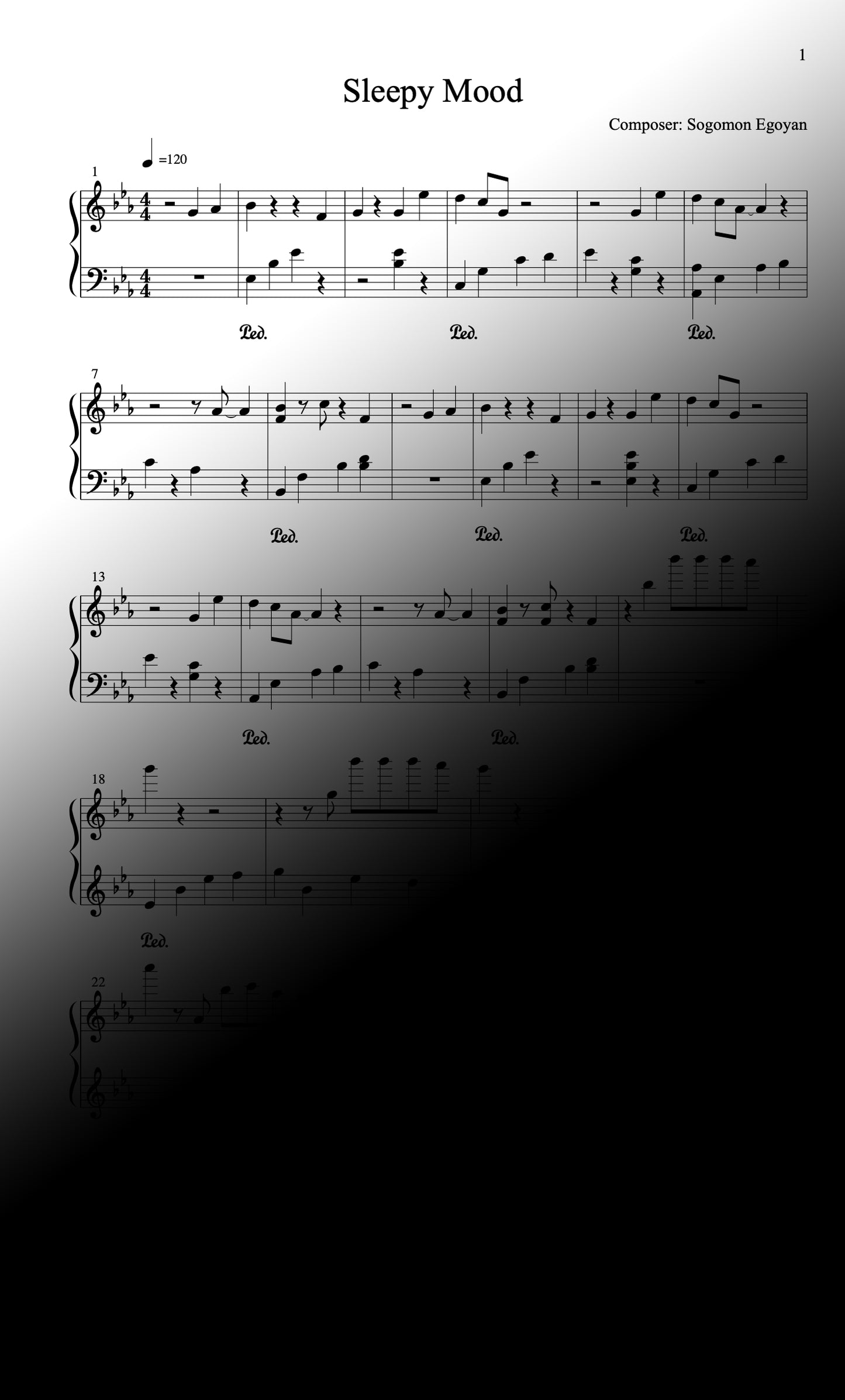 Sleepy Mood - Piano Sheet Music