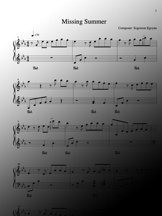 Missing Summer - Piano Sheet Music