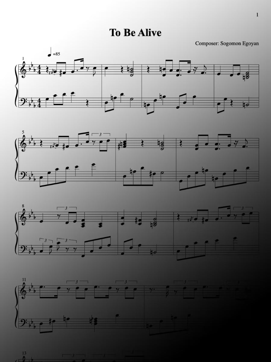 To Be Alive - Piano Sheet Music