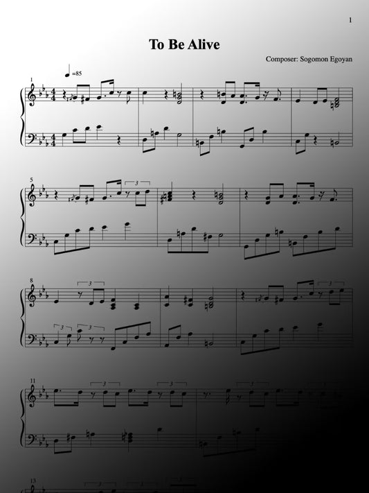 To Be Alive - Piano Sheet Music