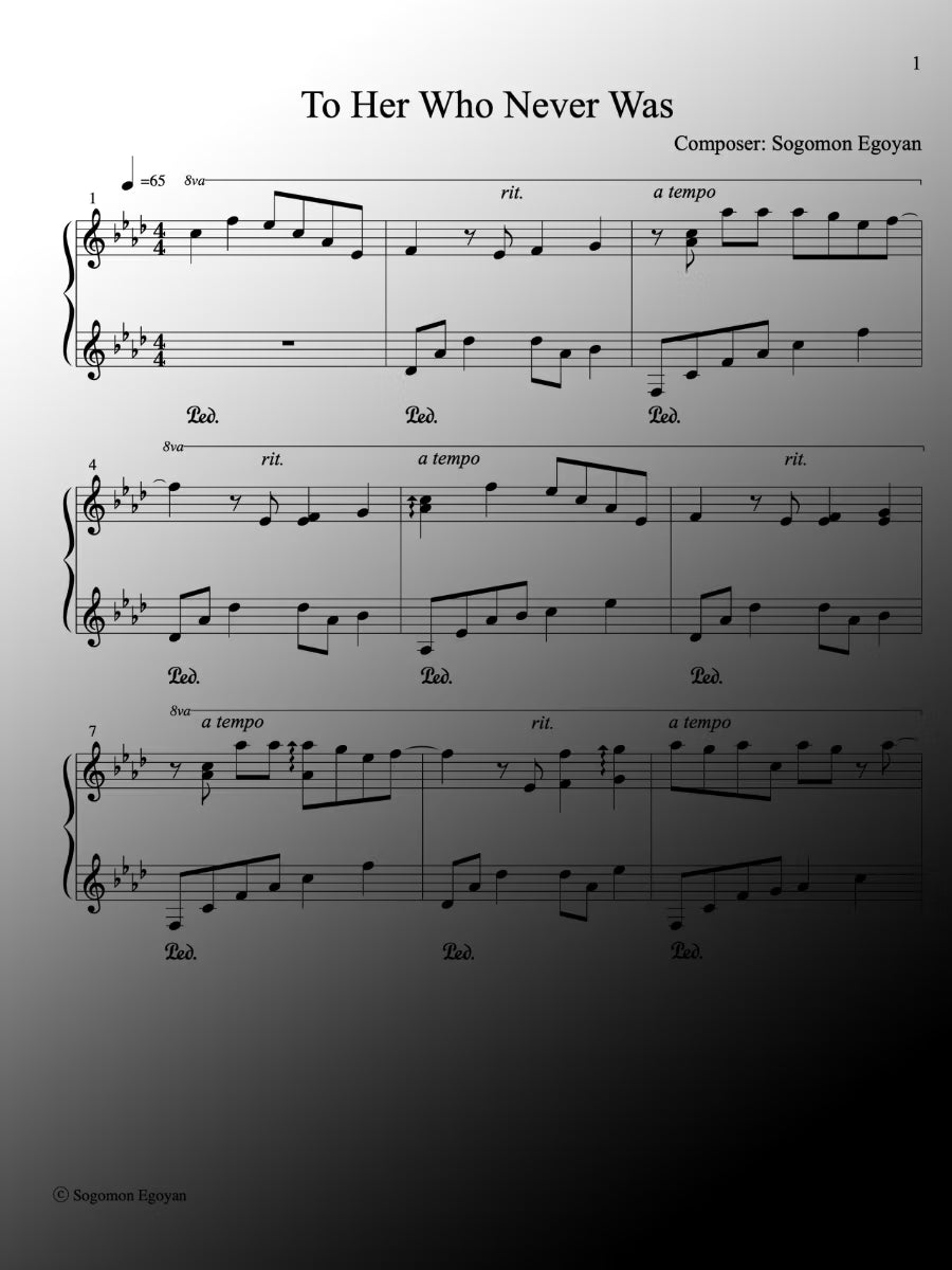 To Her Who Never Was - Piano Sheet Music
