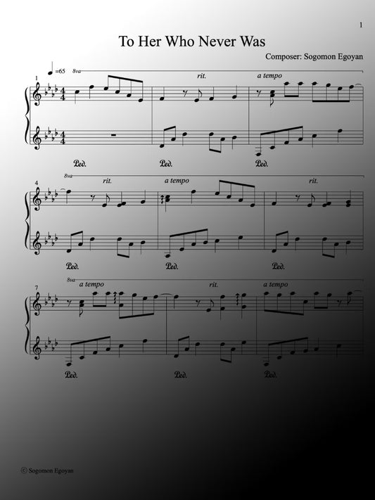 To Her Who Never Was - Piano Sheet Music